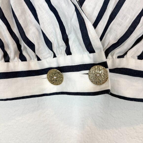 Zara Striped Linen Blend Wrap Blouse Nautical ResortWear Size Small - Picture 5 of 10